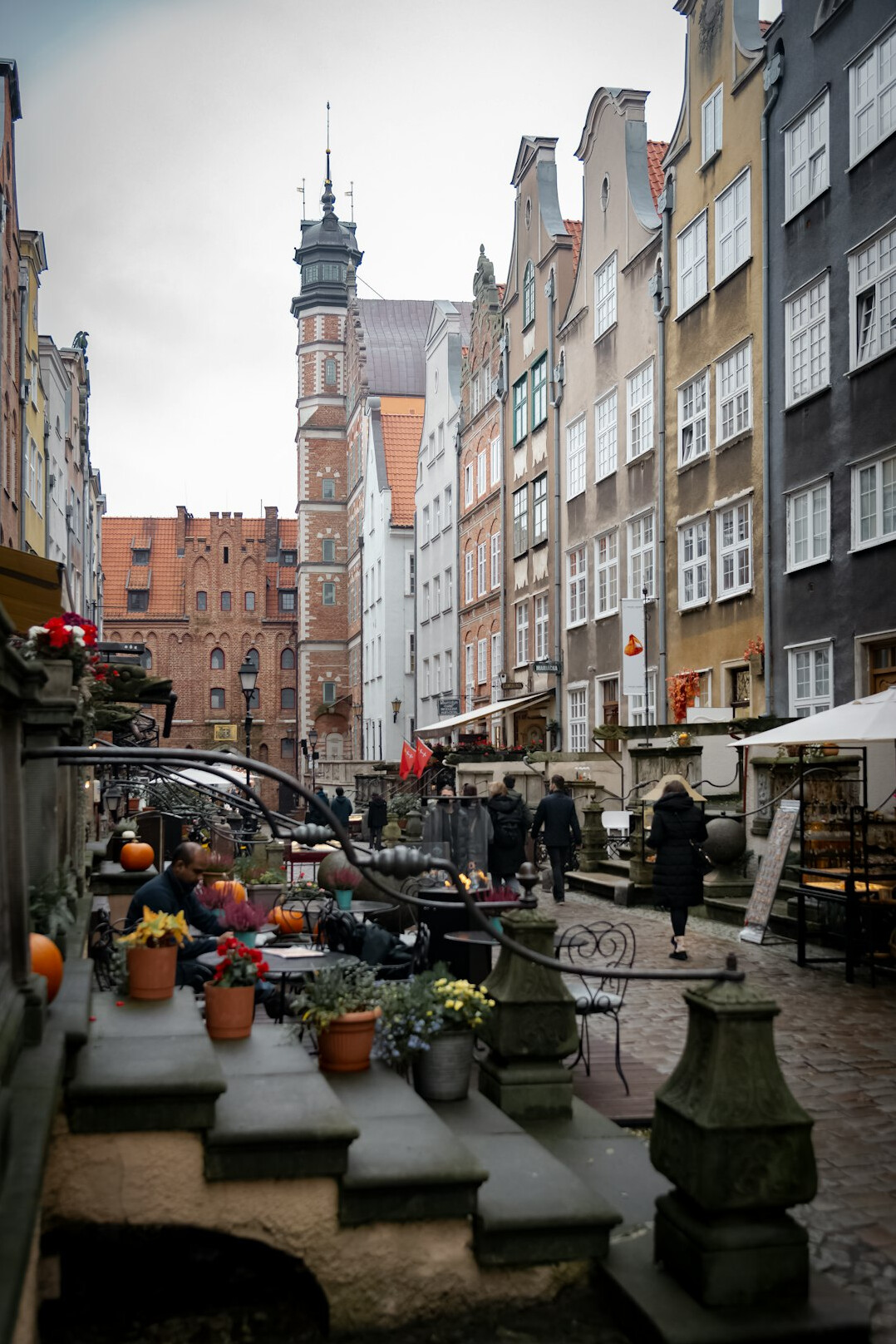 Local market stalls in a Polish town square